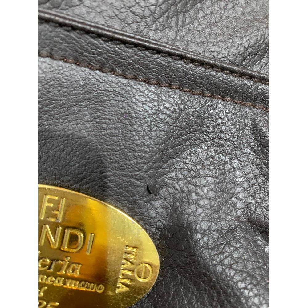 FENDI Selleria 1925 Bag Nylon Brown with Chain Made in Italy - Picture 9 of 16